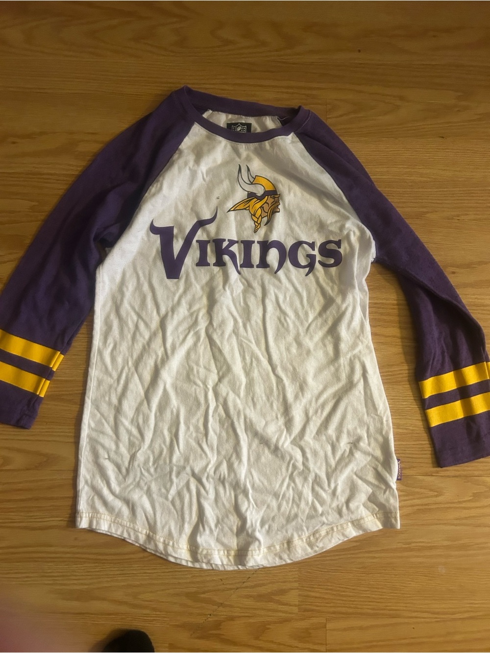 NFL Team Apparel Minnesota Vikings NFL 3/4 Sleeve Raglan Shirt White S